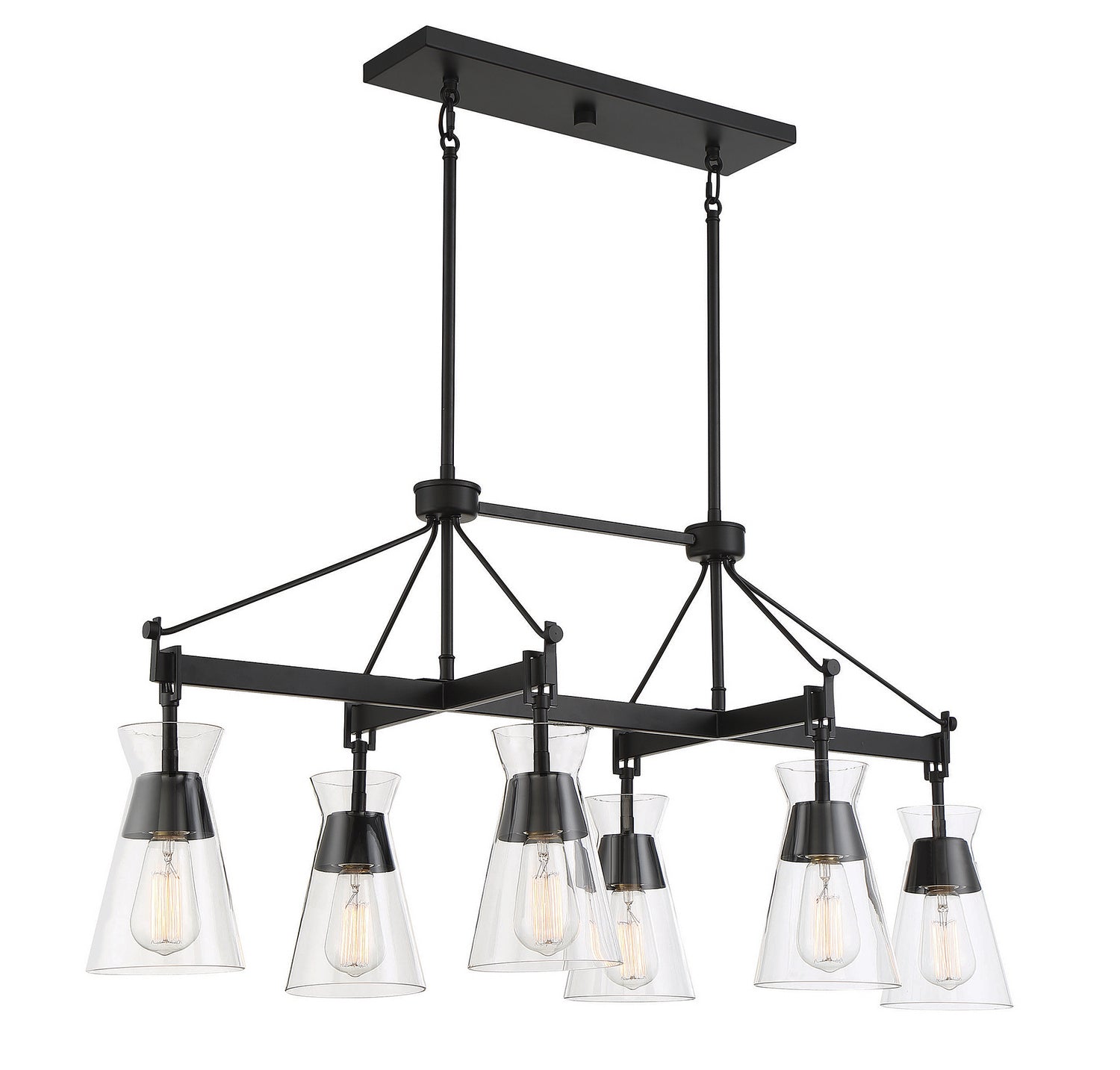 Savoy House - 1-1833-6-89 - Six Light Linear Chandelier - Lakewood - Matte Black