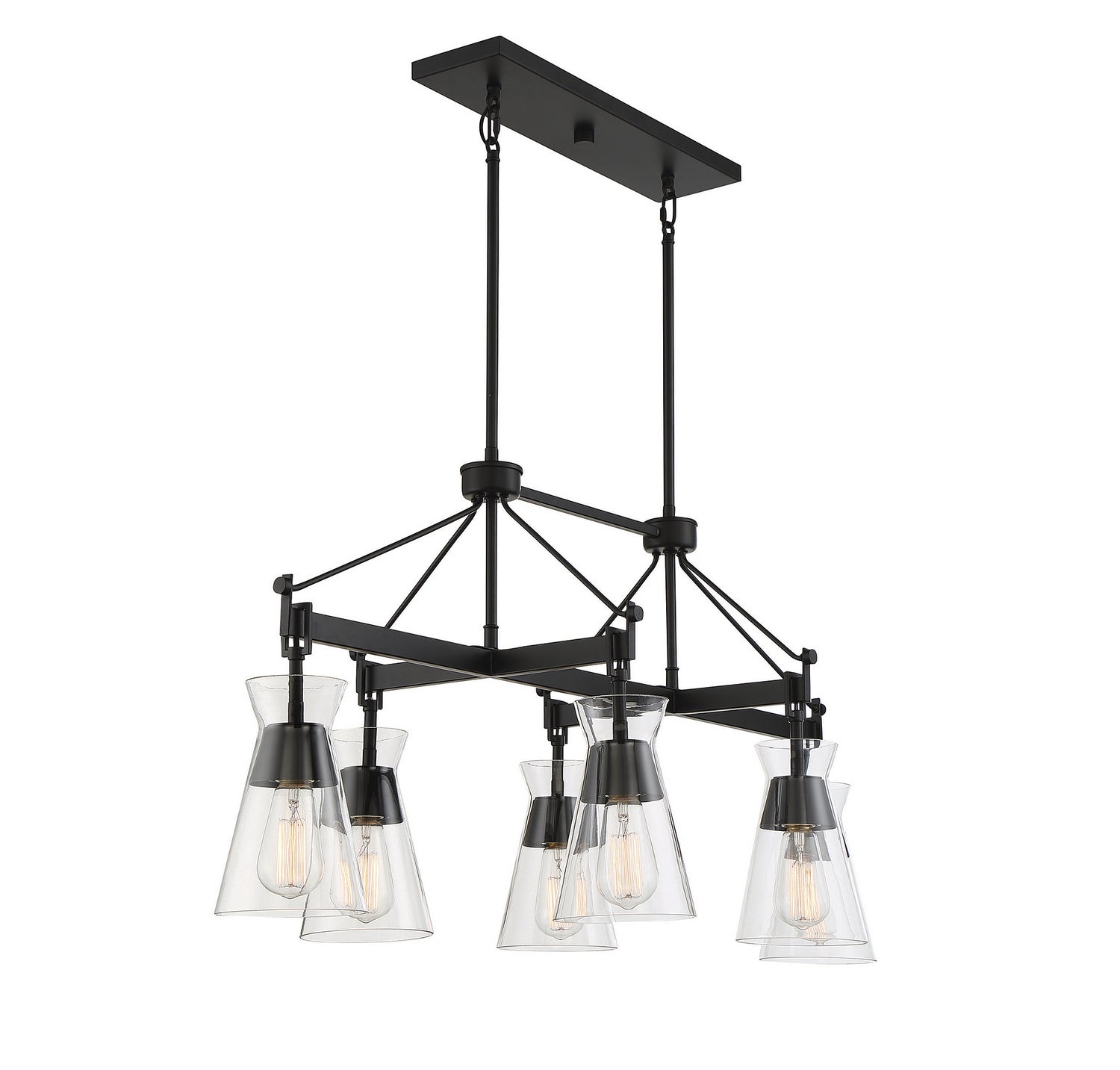 Savoy House - 1-1833-6-89 - Six Light Linear Chandelier - Lakewood - Matte Black