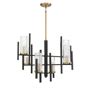 Savoy House - 1-1906-6-143 - Six Light Chandelier - Midland - Matte Black with Warm Brass Accents