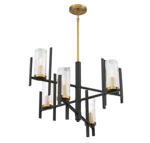 Savoy House - 1-1906-6-143 - Six Light Chandelier - Midland - Matte Black with Warm Brass Accents