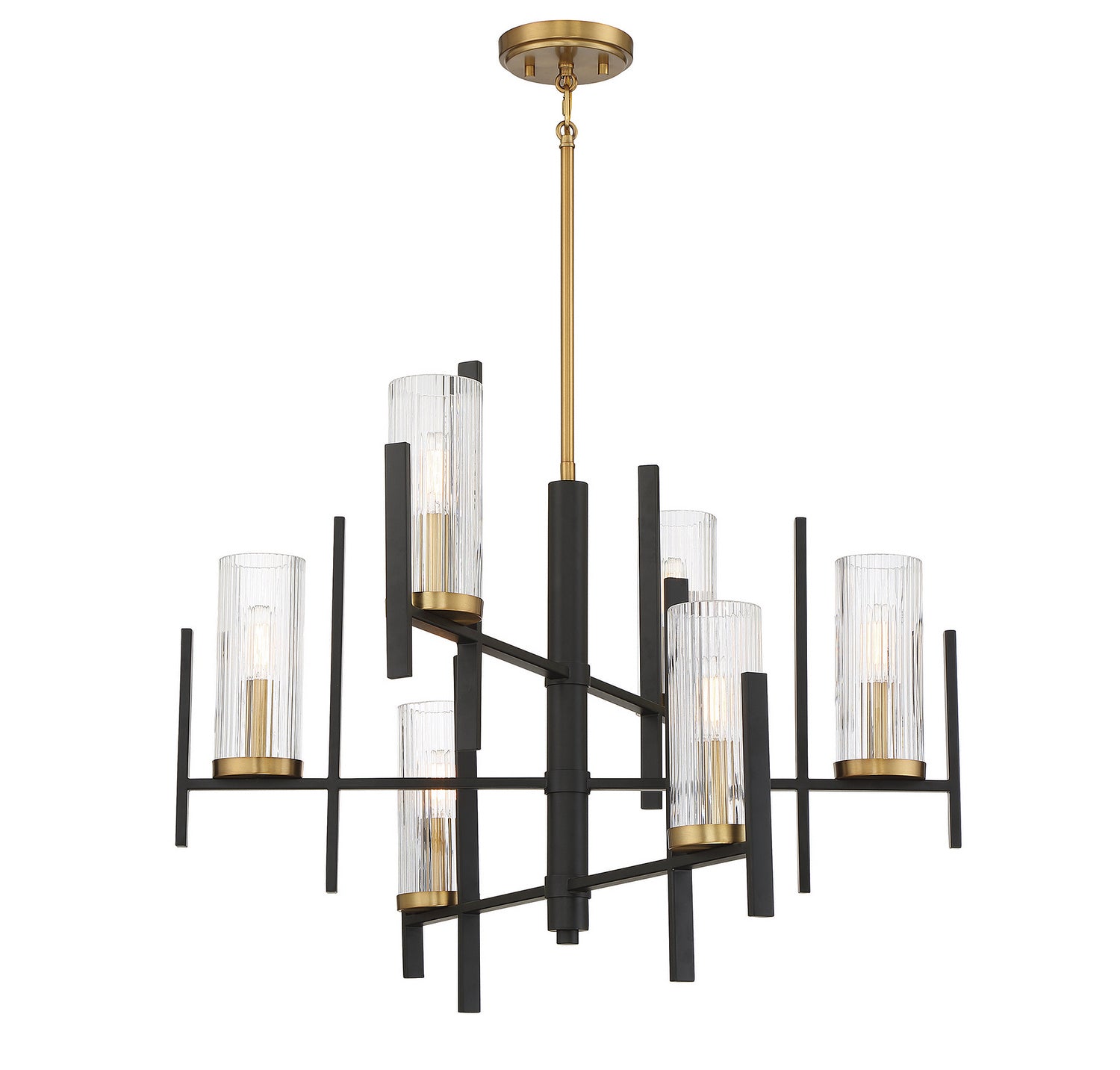 Savoy House - 1-1906-6-143 - Six Light Chandelier - Midland - Matte Black with Warm Brass Accents