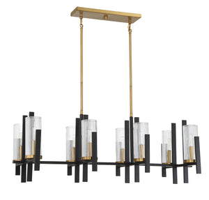 Savoy House - 1-1907-8-143 - Eight Light Linear Chandelier - Midland - Matte Black with Warm Brass Accents