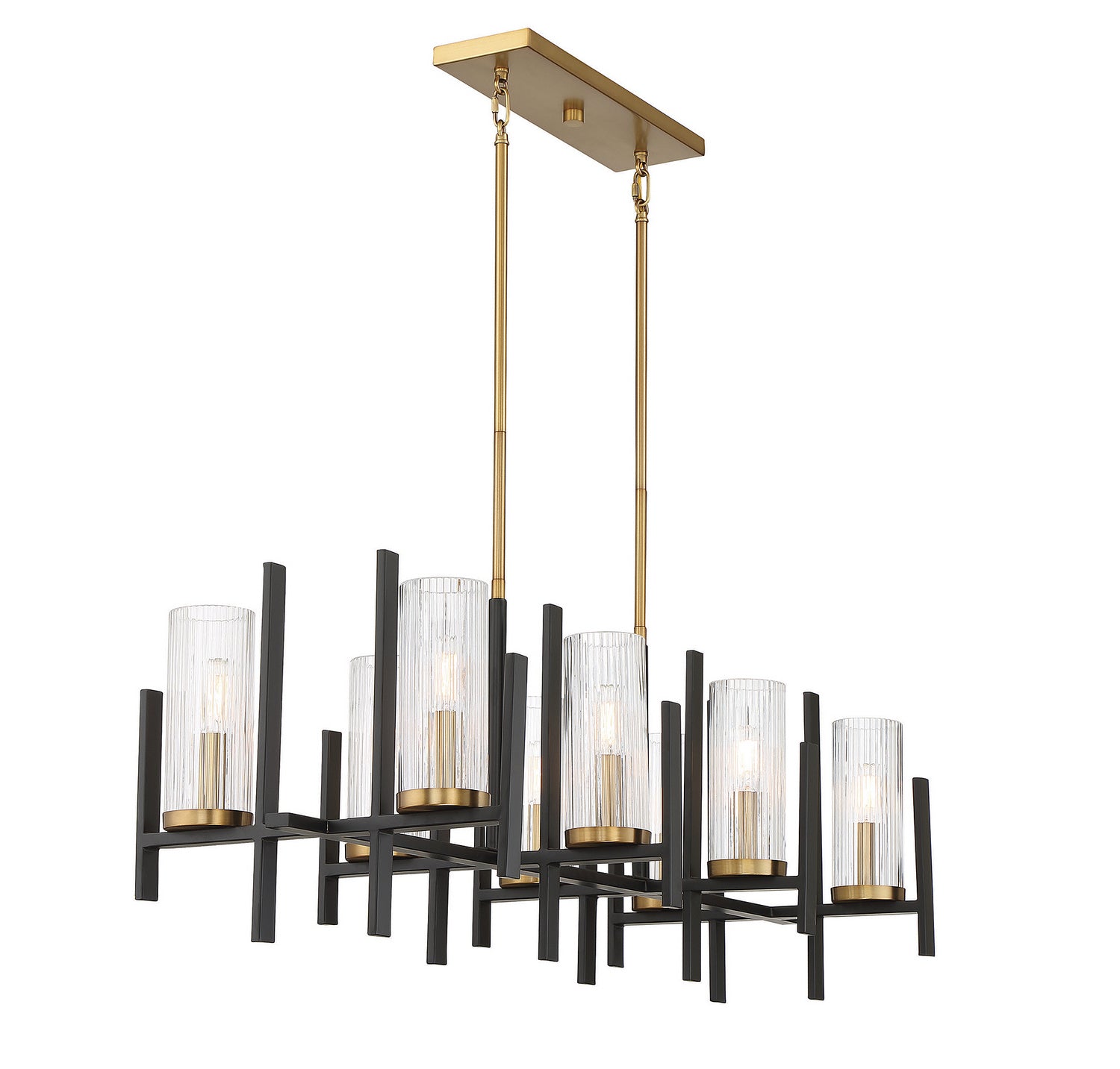 Savoy House - 1-1907-8-143 - Eight Light Linear Chandelier - Midland - Matte Black with Warm Brass Accents