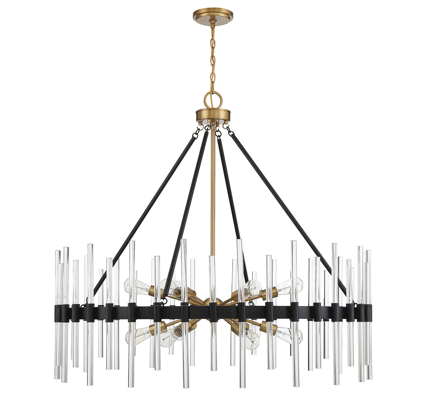 Savoy House - 1-1934-12-143 - 12 Light Chandelier - Santiago - Matte Black with Warm Brass Accents