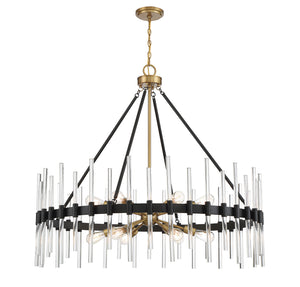 Savoy House - 1-1934-12-143 - 12 Light Chandelier - Santiago - Matte Black with Warm Brass Accents