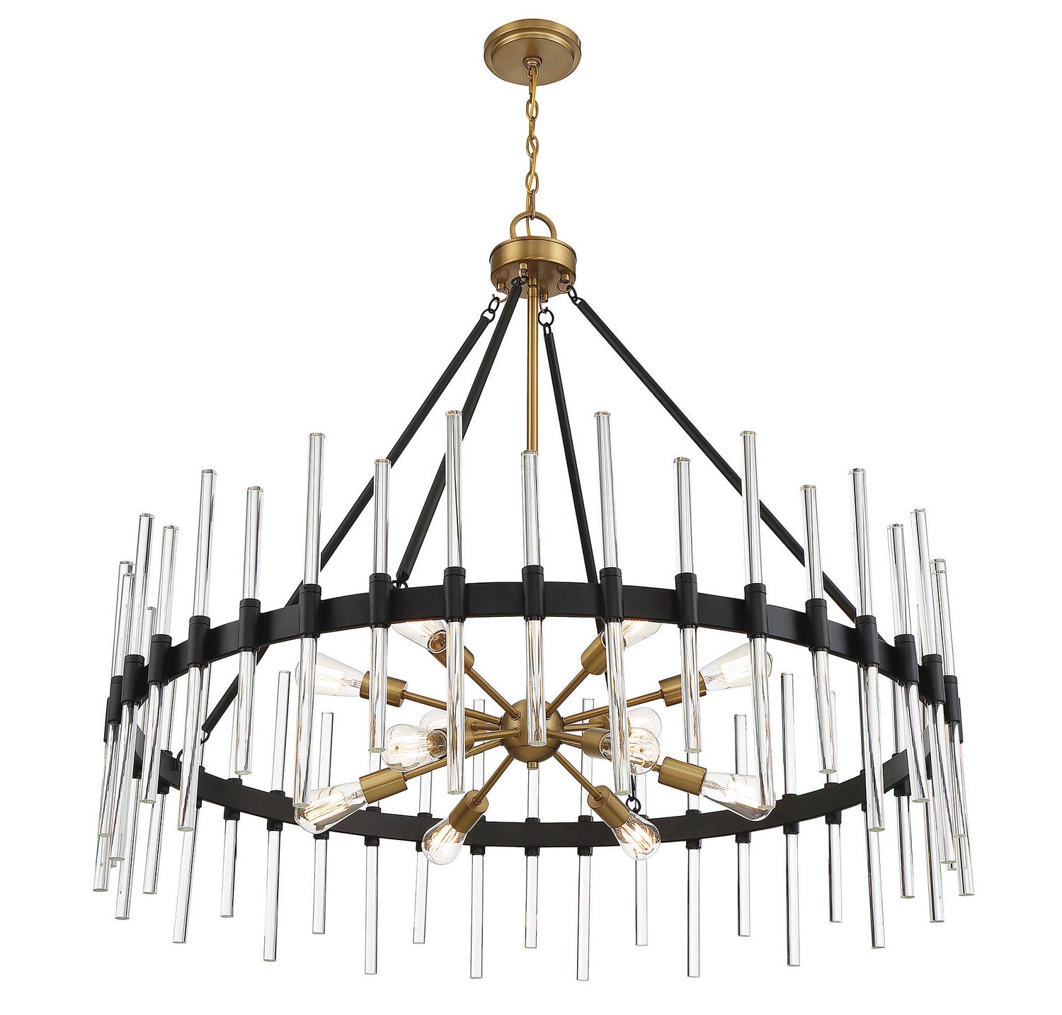 Savoy House - 1-1934-12-143 - 12 Light Chandelier - Santiago - Matte Black with Warm Brass Accents