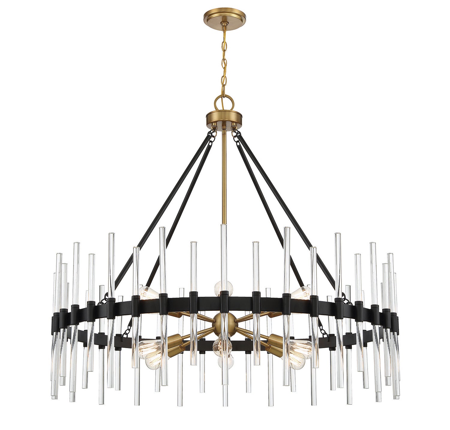 Savoy House - 1-1934-12-143 - 12 Light Chandelier - Santiago - Matte Black with Warm Brass Accents