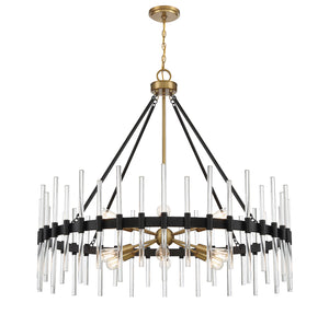 Savoy House - 1-1934-12-143 - 12 Light Chandelier - Santiago - Matte Black with Warm Brass Accents