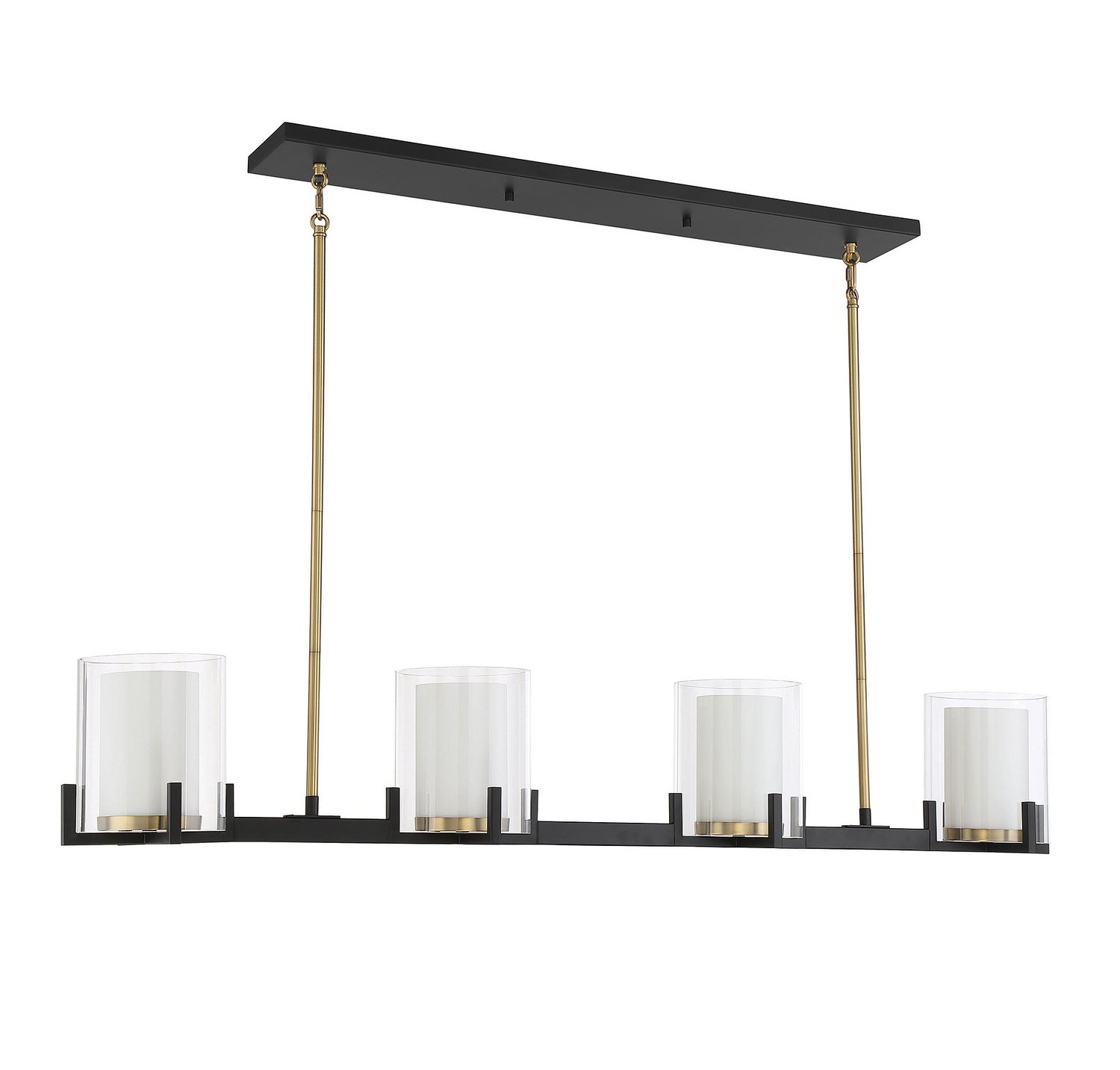 Savoy House - 1-1982-4-143 - Four Light Linear Chandelier - Eaton - Matte Black with Warm Brass Accents