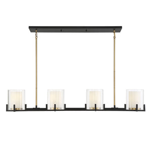 Savoy House - 1-1982-4-143 - Four Light Linear Chandelier - Eaton - Matte Black with Warm Brass Accents