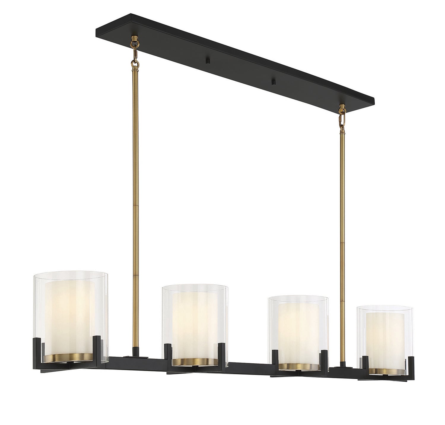 Savoy House - 1-1982-4-143 - Four Light Linear Chandelier - Eaton - Matte Black with Warm Brass Accents