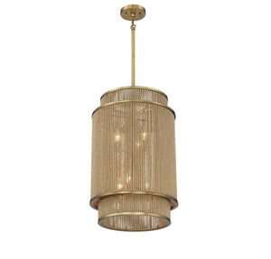 Savoy House - 3-1773-6-320 - Six Light Pendant - Ashburn - Warm Brass and Rope