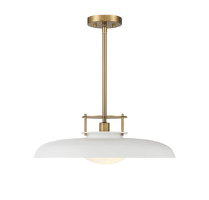 Savoy House - 7-1690-1-142 - One Light Pendant - Gavin - White with Warm Brass Accents