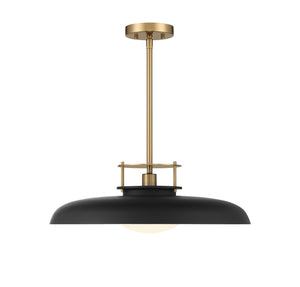 Savoy House - 7-1690-1-143 - One Light Pendant - Gavin - Matte Black with Warm Brass Accents