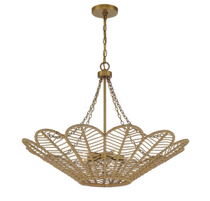 Savoy House - 7-1825-5-320 - Five Light Pendant - Cyperas - Warm Brass and Rope