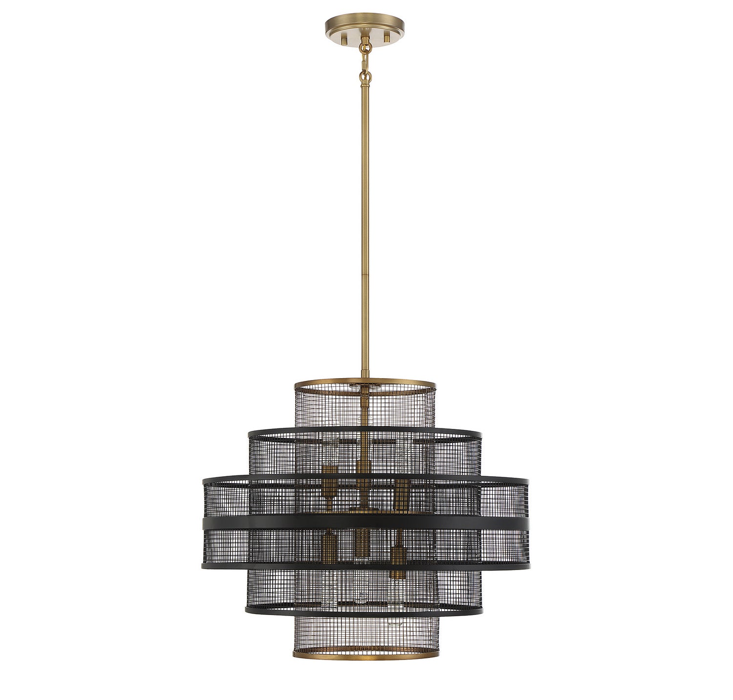 Savoy House - 7-1927-6-143 - Six Light Pendant - Kelvin - Matte Black with Warm Brass Accents