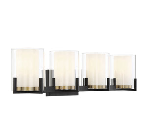 Savoy House - 8-1977-4-143 - Four Light Bathroom Vanity - Eaton - Matte Black with Warm Brass Accents