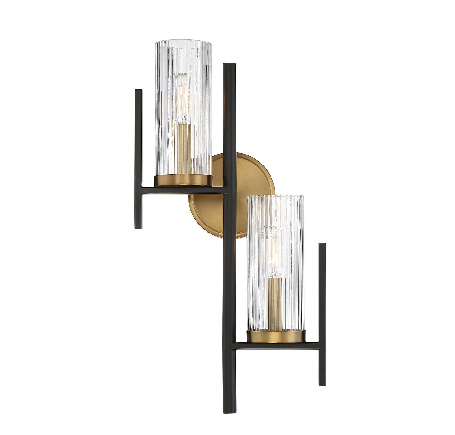 Savoy House - 9-1905-2-143 - Two Light Wall Sconce - Midland - Matte Black with Warm Brass Accents