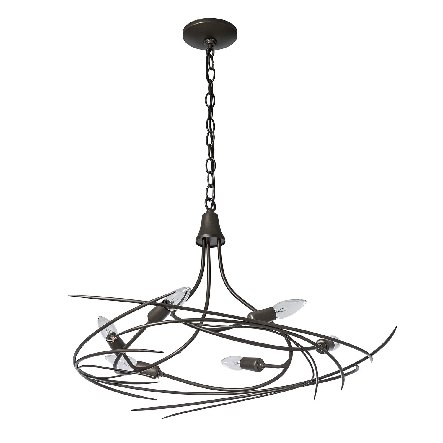 Hubbardton Forge - 101620-SKT-07 - Six Light Chandelier - Wisp - Dark Smoke