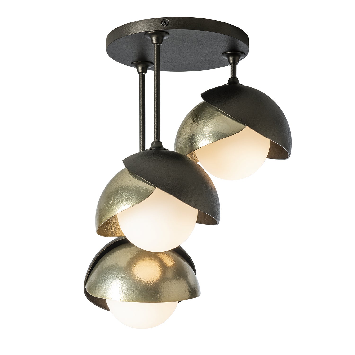 Hubbardton Forge - 121374-SKT-14-86-GG0711 - Brooklyn 3-Light Double Shade Semi-Flush - Brooklyn - Oil Rubbed Bronze