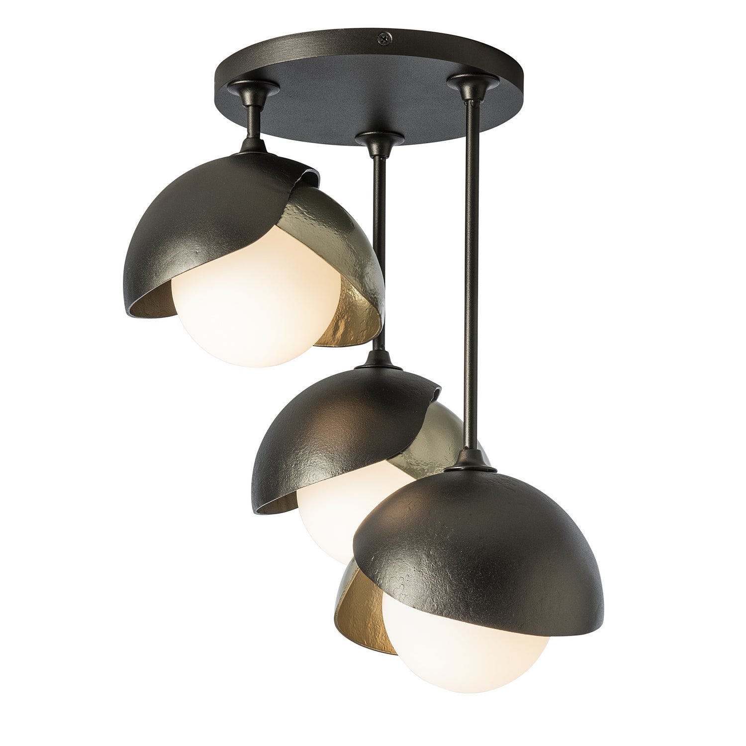 Hubbardton Forge - 121374-SKT-14-86-GG0711 - Brooklyn 3-Light Double Shade Semi-Flush - Brooklyn - Oil Rubbed Bronze