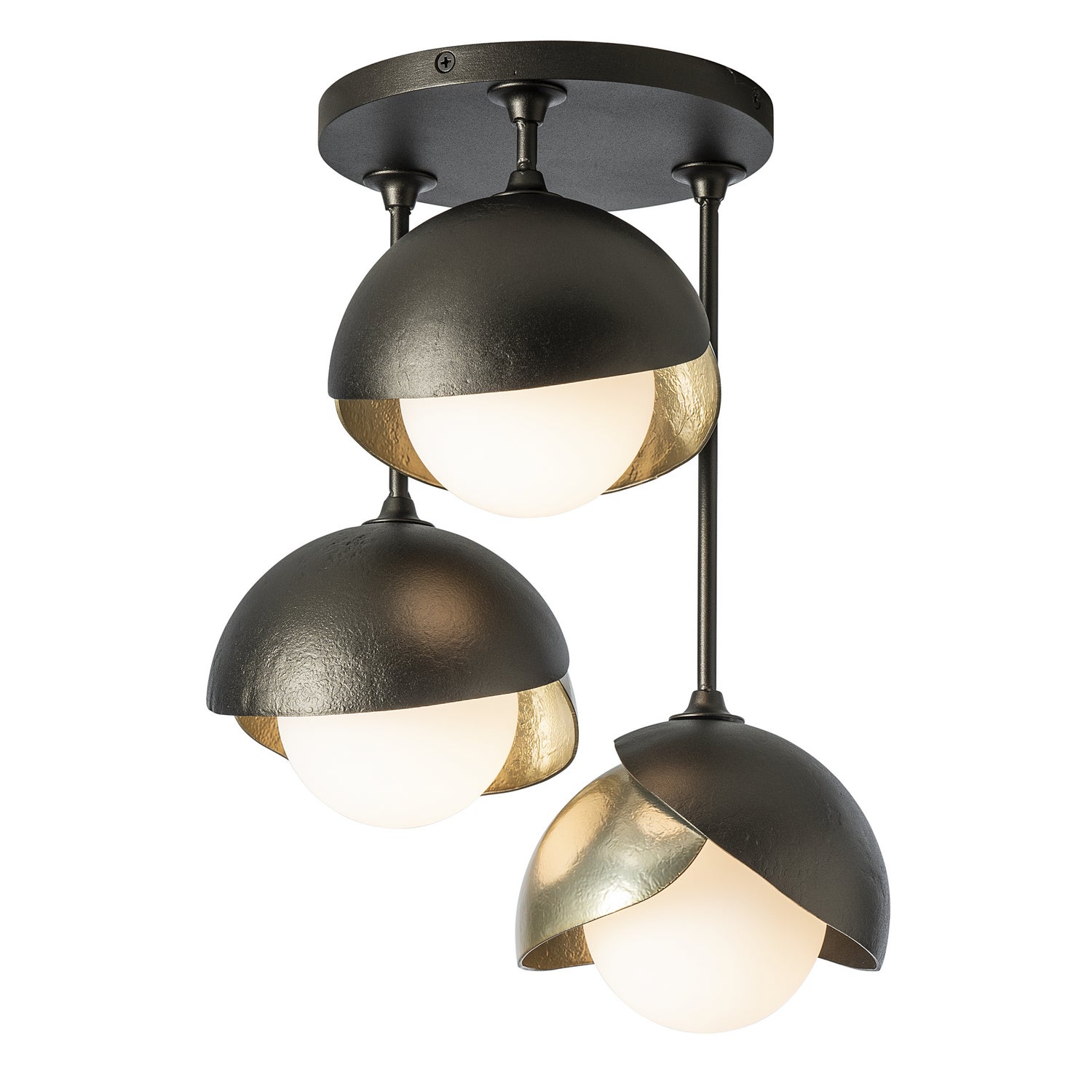 Hubbardton Forge - 121374-SKT-14-86-GG0711 - Brooklyn 3-Light Double Shade Semi-Flush - Brooklyn - Oil Rubbed Bronze