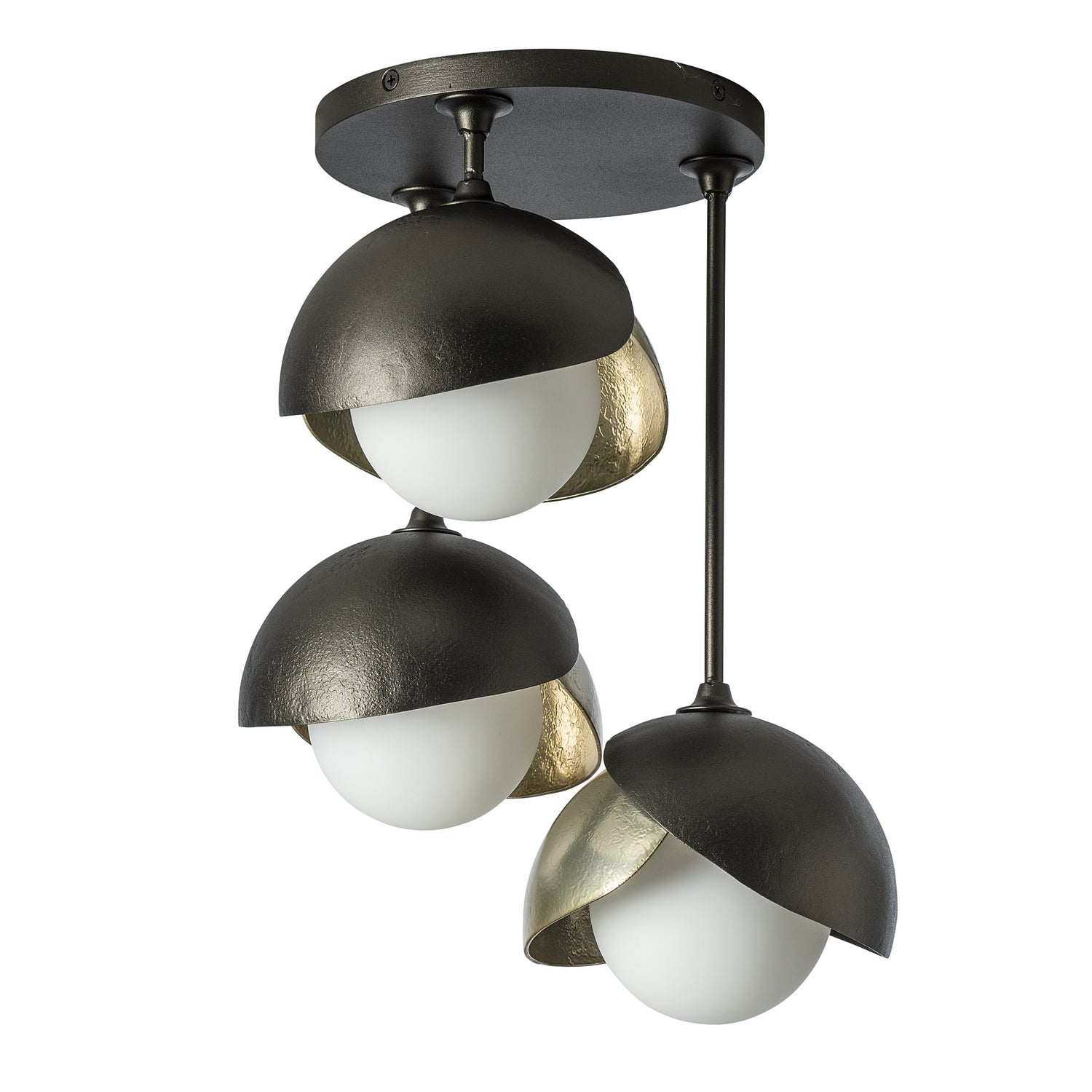 Hubbardton Forge - 121374-SKT-14-86-GG0711 - Brooklyn 3-Light Double Shade Semi-Flush - Brooklyn - Oil Rubbed Bronze