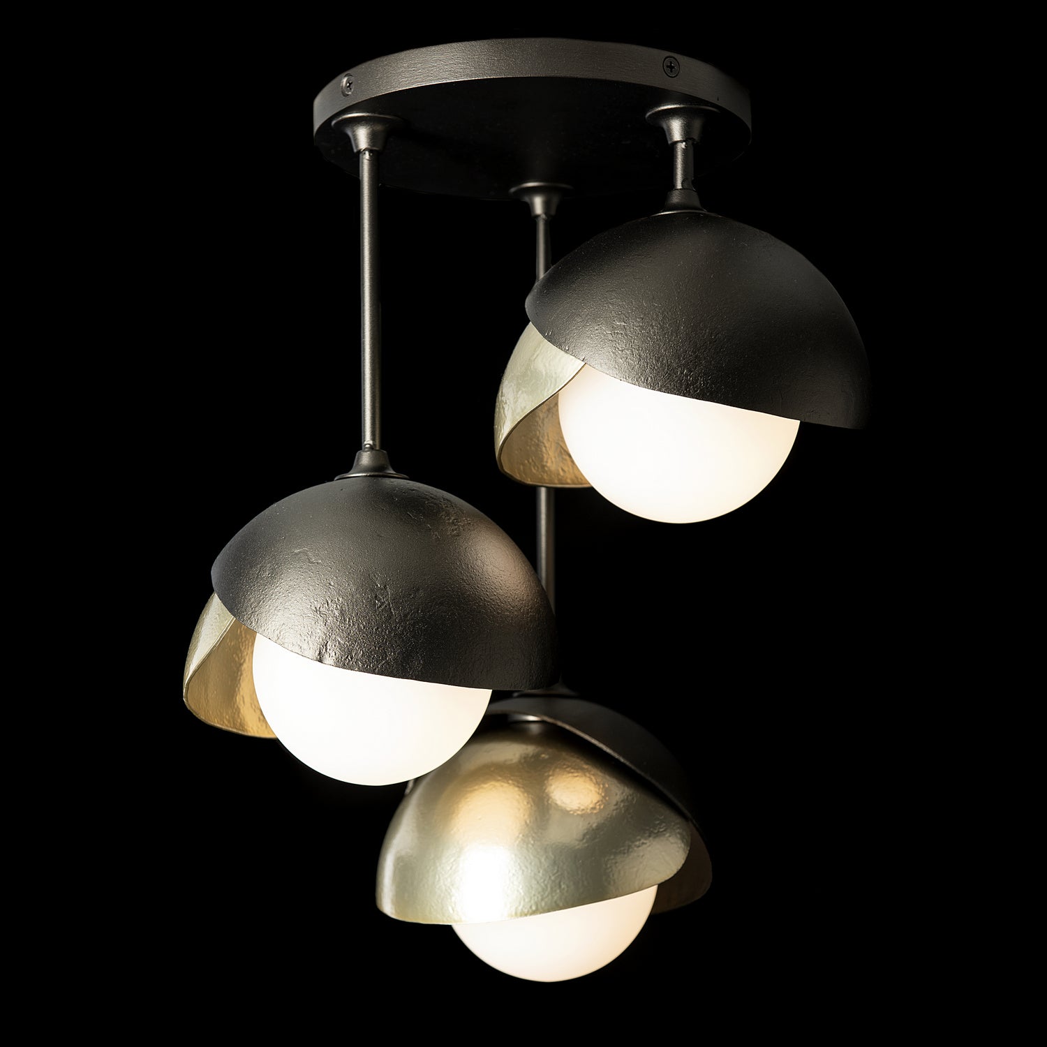 Hubbardton Forge - 121374-SKT-14-86-GG0711 - Brooklyn 3-Light Double Shade Semi-Flush - Brooklyn - Oil Rubbed Bronze