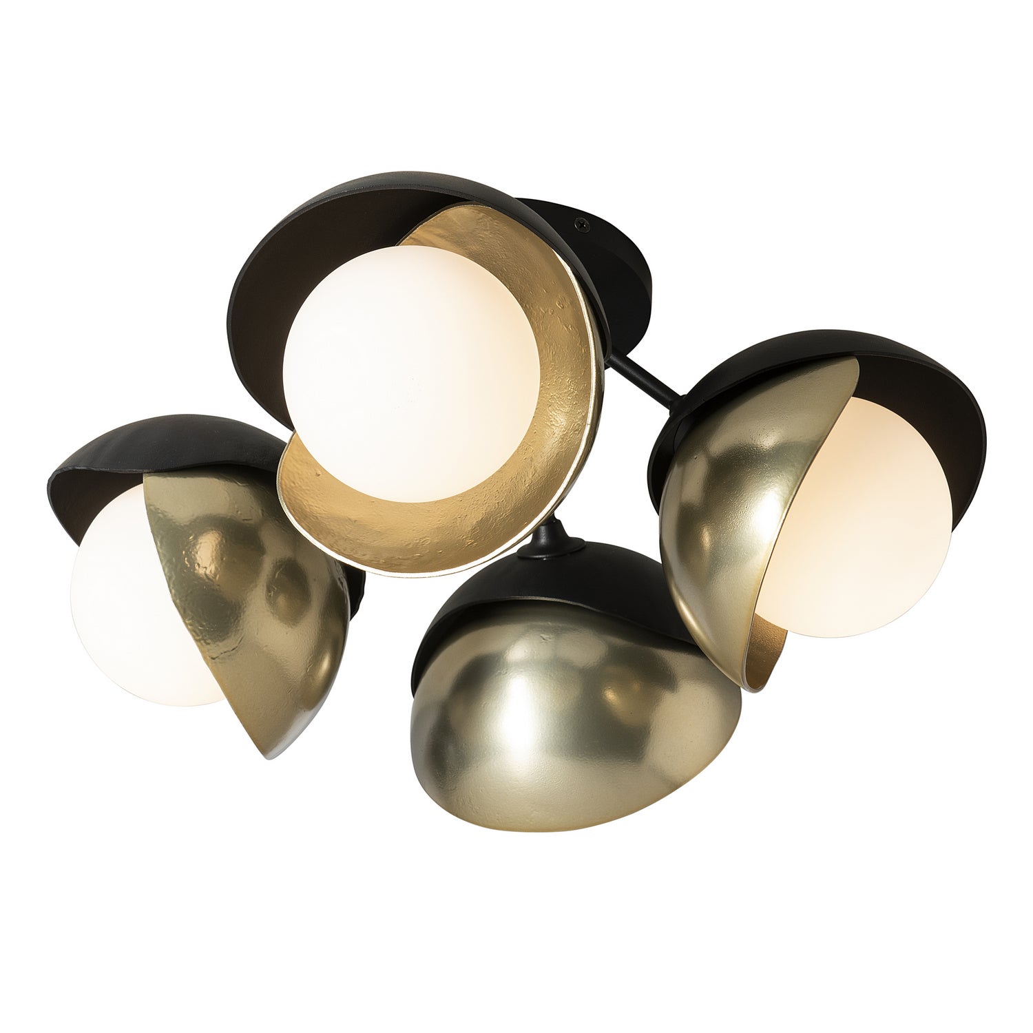 Hubbardton Forge - 121376-SKT-10-86-GG0711 - Brooklyn 4-Light Double Shade Semi-Flush - Brooklyn - Black