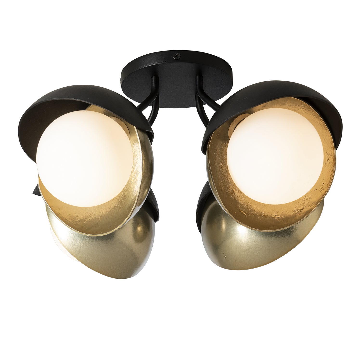 Hubbardton Forge - 121376-SKT-10-86-GG0711 - Brooklyn 4-Light Double Shade Semi-Flush - Brooklyn - Black