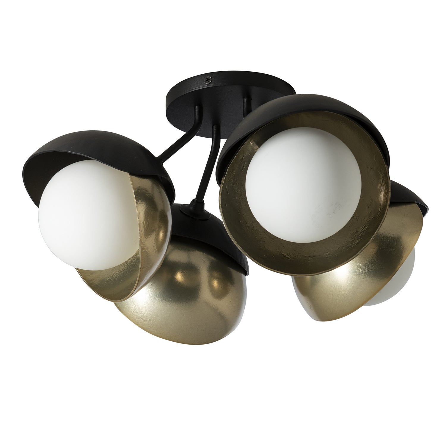 Hubbardton Forge - 121376-SKT-10-86-GG0711 - Brooklyn 4-Light Double Shade Semi-Flush - Brooklyn - Black