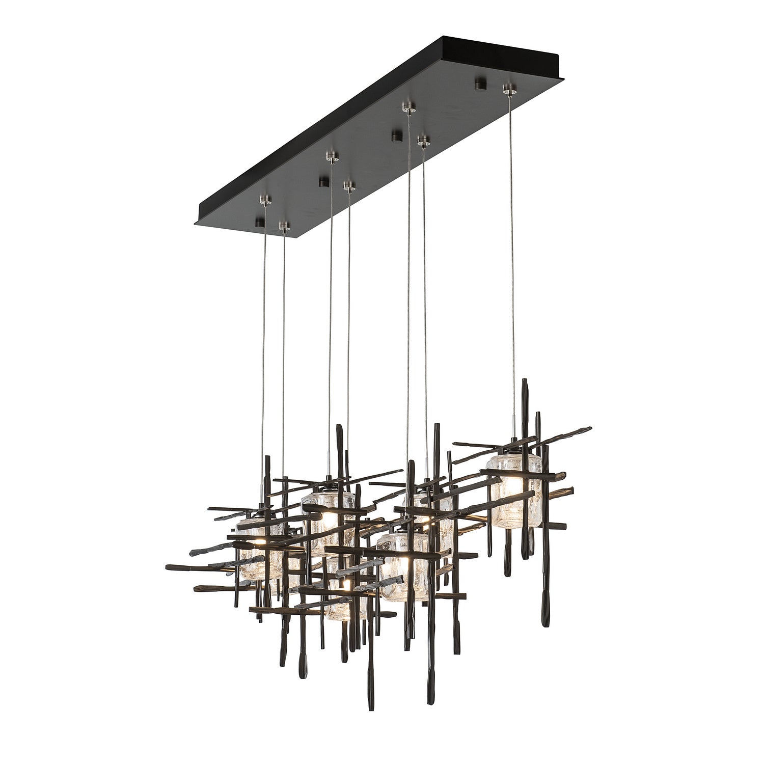 Hubbardton Forge - 131095-SKT-STND-07-II0728 - Tura 7-Light Seeded Glass Pendant - Tura - Dark Smoke