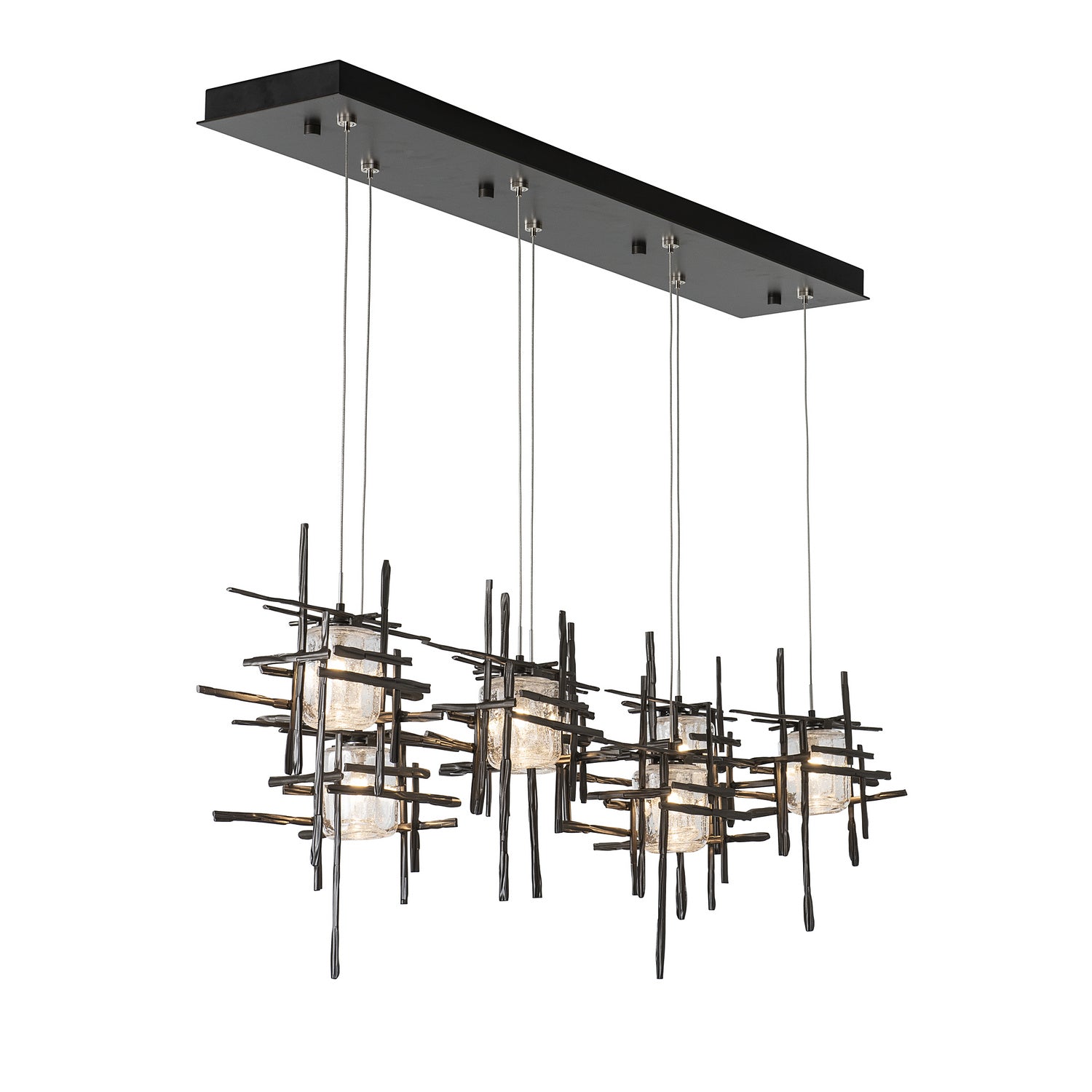 Hubbardton Forge - 131095-SKT-STND-07-II0728 - Tura 7-Light Seeded Glass Pendant - Tura - Dark Smoke