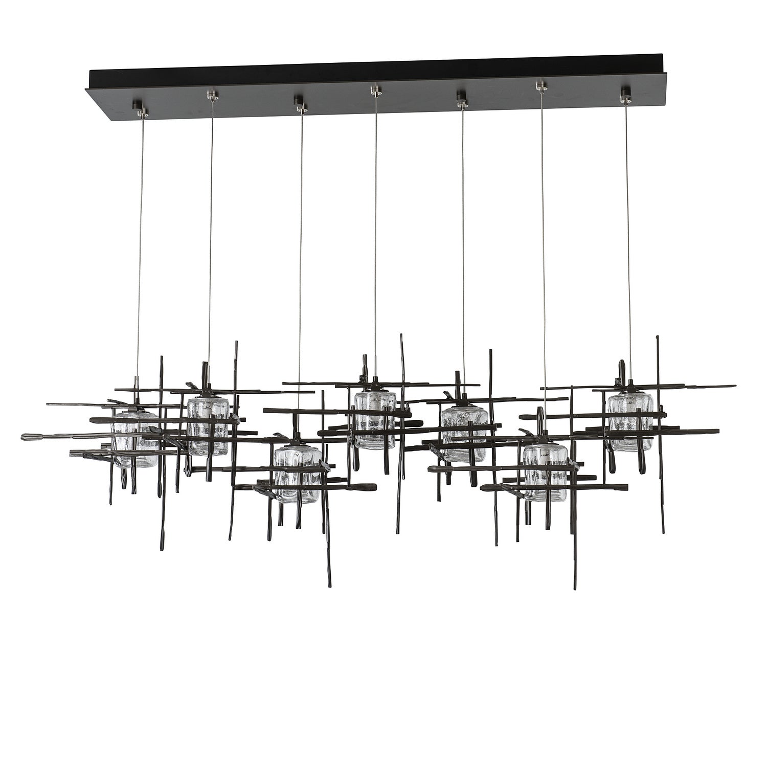 Hubbardton Forge - 131095-SKT-STND-07-II0728 - Tura 7-Light Seeded Glass Pendant - Tura - Dark Smoke