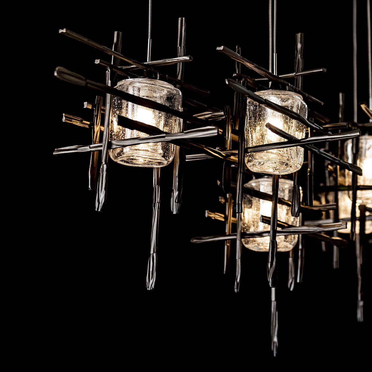 Hubbardton Forge - 131095-SKT-STND-07-II0728 - Tura 7-Light Seeded Glass Pendant - Tura - Dark Smoke
