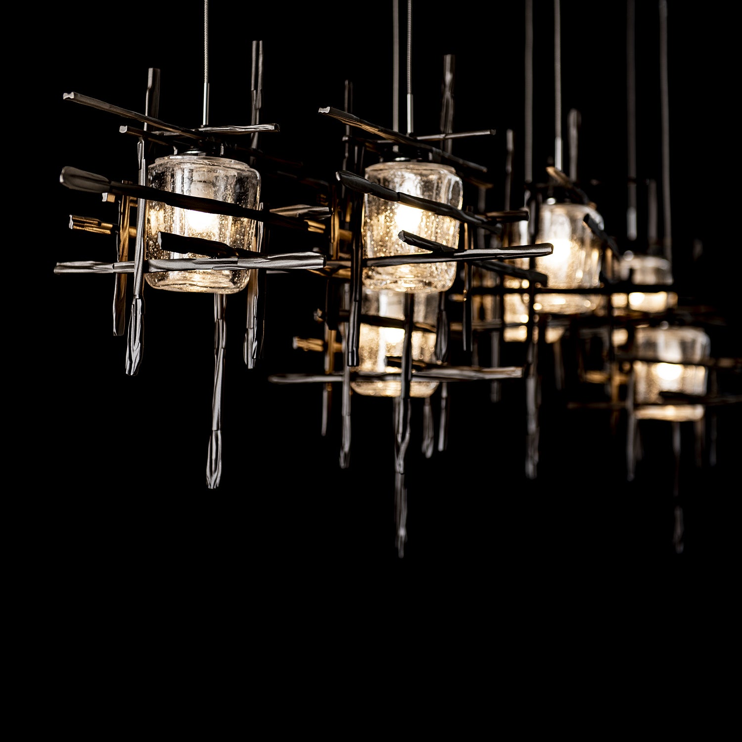 Hubbardton Forge - 131095-SKT-STND-07-II0728 - Tura 7-Light Seeded Glass Pendant - Tura - Dark Smoke