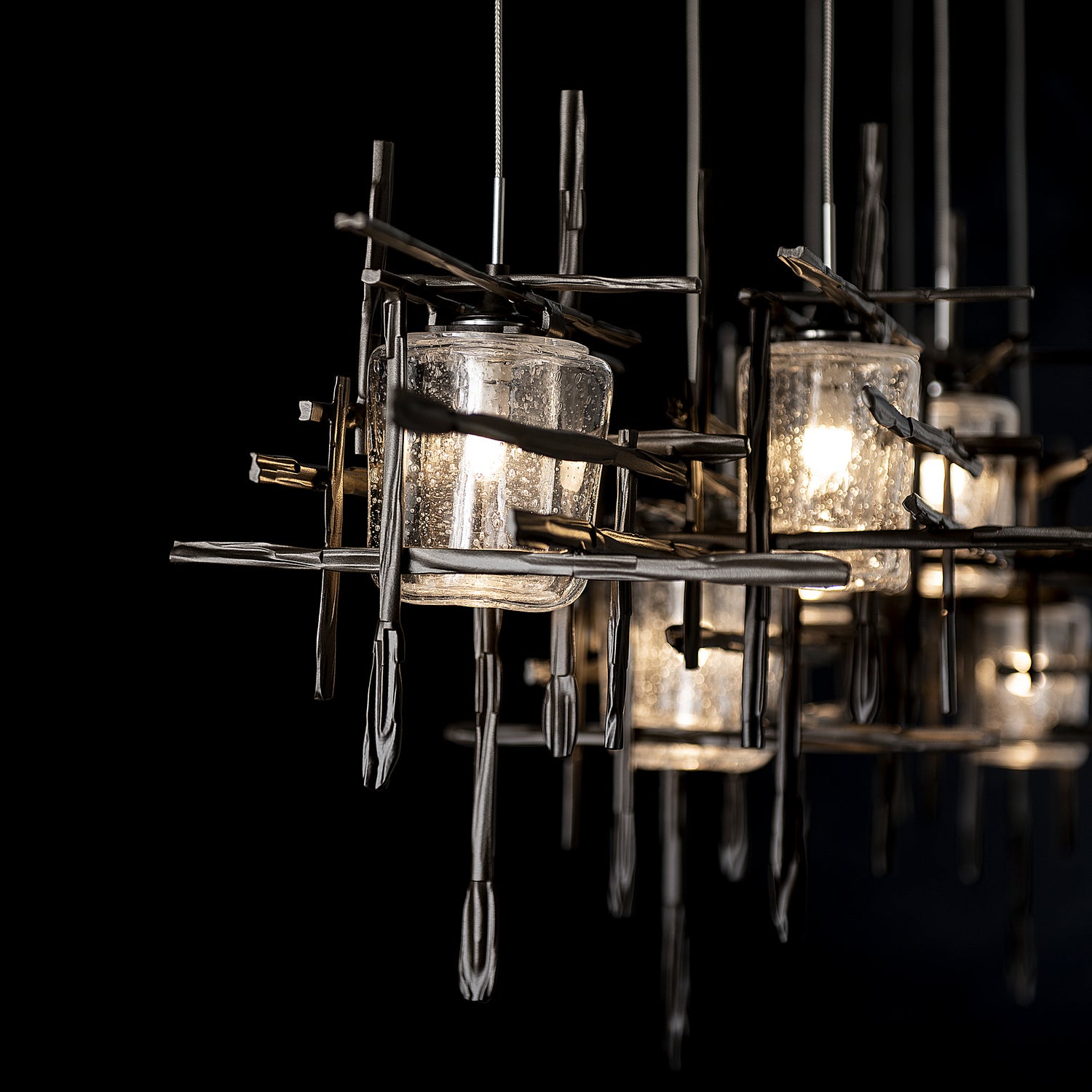 Hubbardton Forge - 131095-SKT-STND-07-II0728 - Tura 7-Light Seeded Glass Pendant - Tura - Dark Smoke