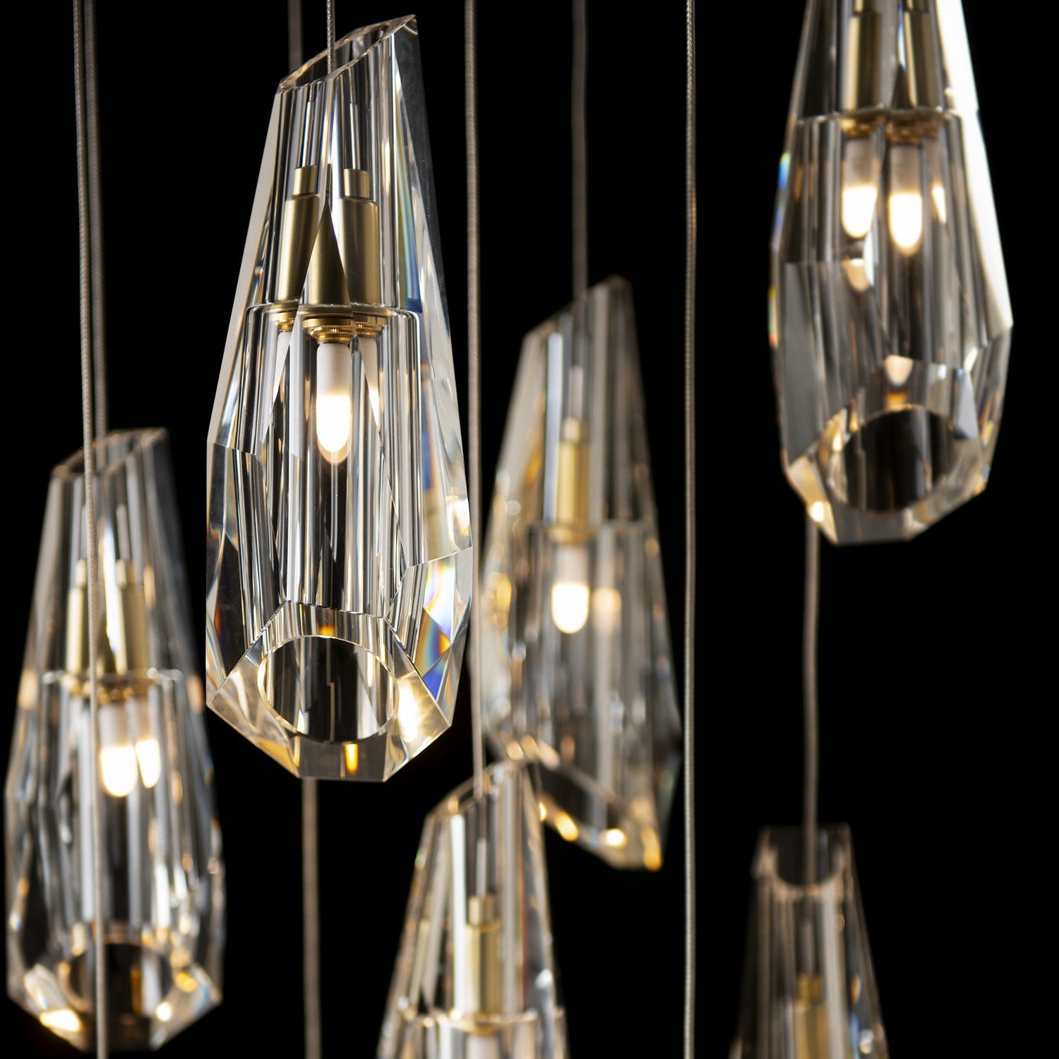 Hubbardton Forge - 131101-SKT-LONG-86-CR - Luma 9-Light Large Crystal Pendant - Luma - Modern Brass