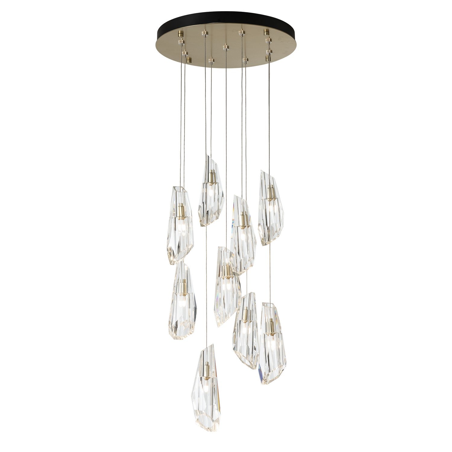 Hubbardton Forge - 131101-SKT-LONG-86-CR - Luma 9-Light Large Crystal Pendant - Luma - Modern Brass