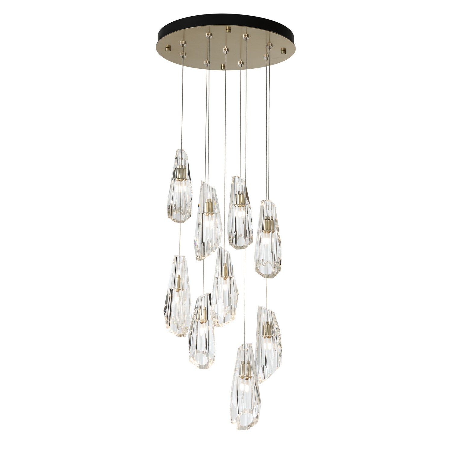 Hubbardton Forge - 131101-SKT-LONG-86-CR - Luma 9-Light Large Crystal Pendant - Luma - Modern Brass