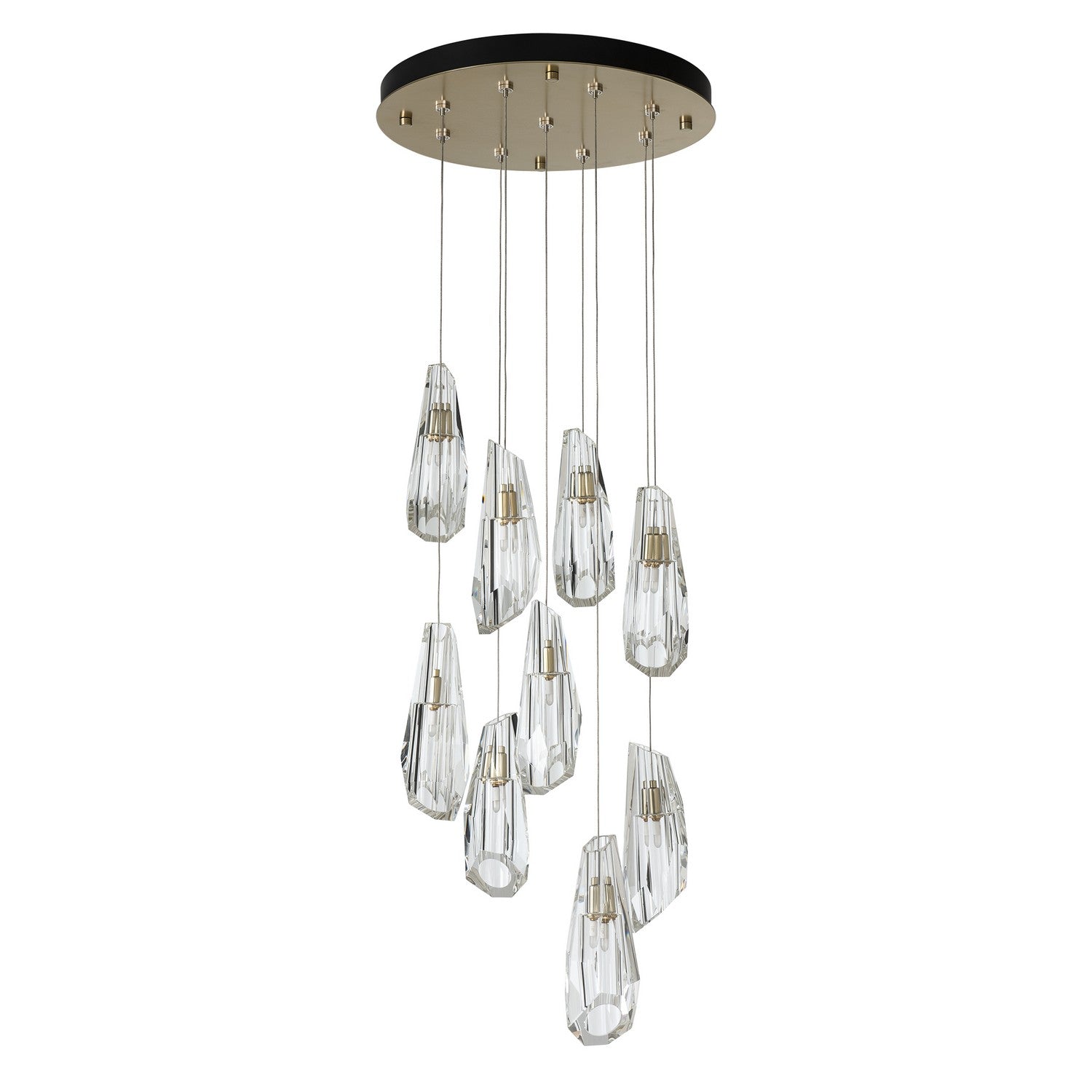 Hubbardton Forge - 131101-SKT-LONG-86-CR - Luma 9-Light Large Crystal Pendant - Luma - Modern Brass