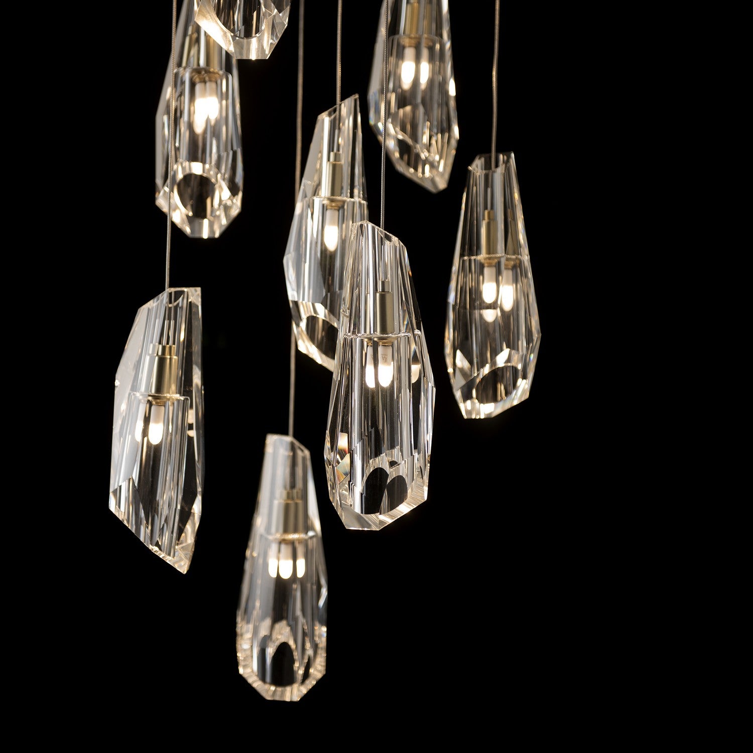 Hubbardton Forge - 131101-SKT-LONG-86-CR - Luma 9-Light Large Crystal Pendant - Luma - Modern Brass