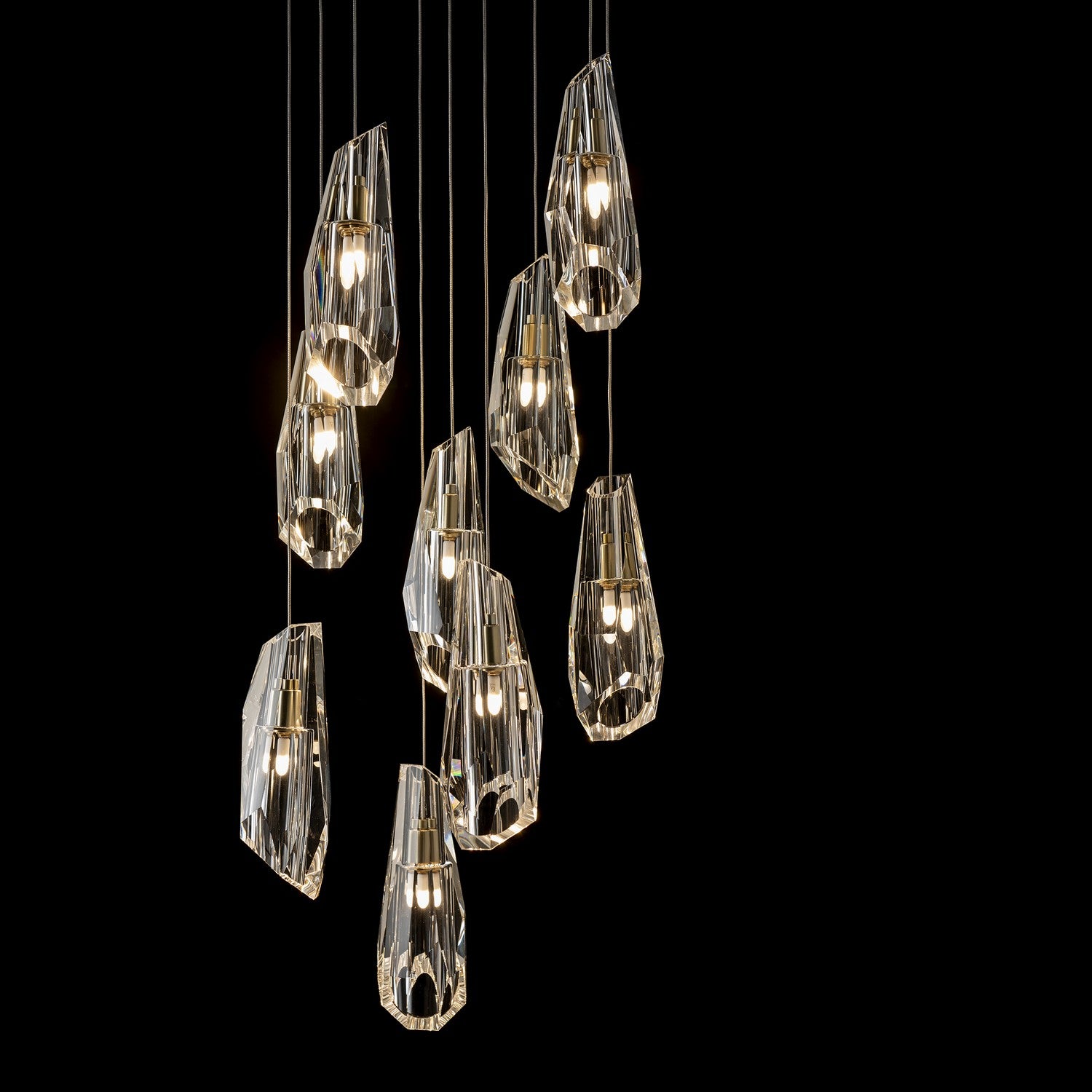 Hubbardton Forge - 131101-SKT-LONG-86-CR - Luma 9-Light Large Crystal Pendant - Luma - Modern Brass