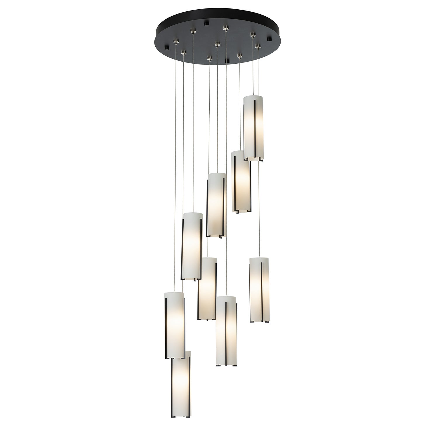 Hubbardton Forge - 131104-SKT-STND-10-GG0065 - Exos Glass 9-Light Pendant - Exos Glass - Black