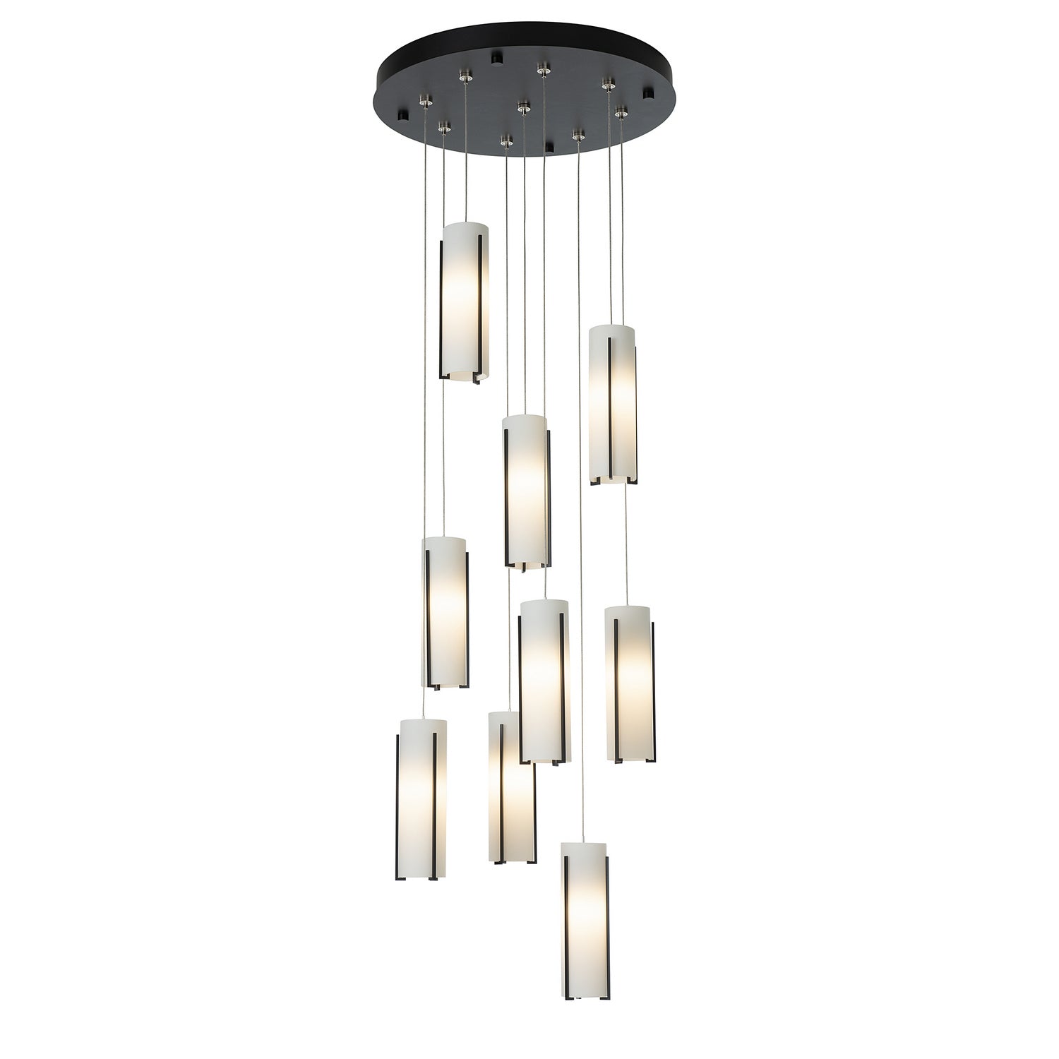 Hubbardton Forge - 131104-SKT-STND-10-GG0065 - Exos Glass 9-Light Pendant - Exos Glass - Black