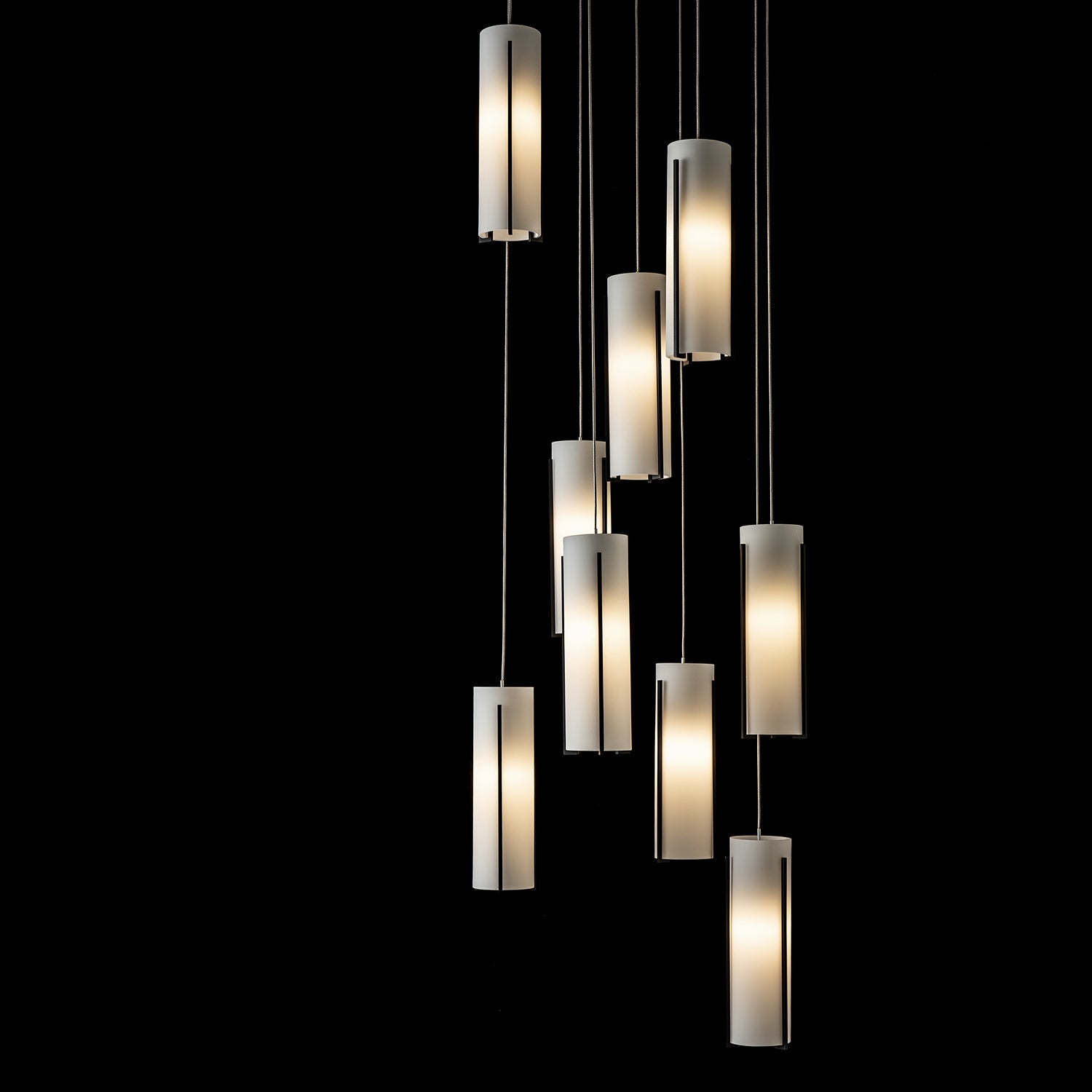 Hubbardton Forge - 131104-SKT-STND-10-GG0065 - Exos Glass 9-Light Pendant - Exos Glass - Black