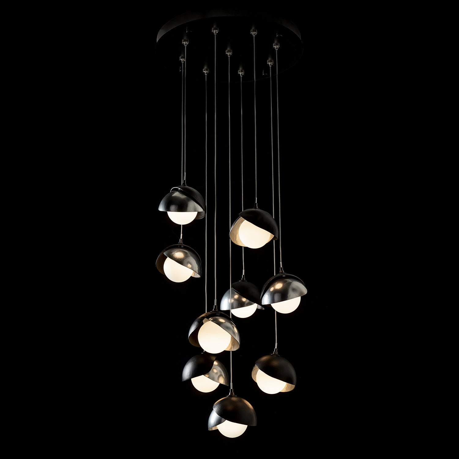 Hubbardton Forge - 131105-SKT-STND-10-85-GG0711 - Brooklyn 9-Light Double Shade Pendant - Brooklyn - Black