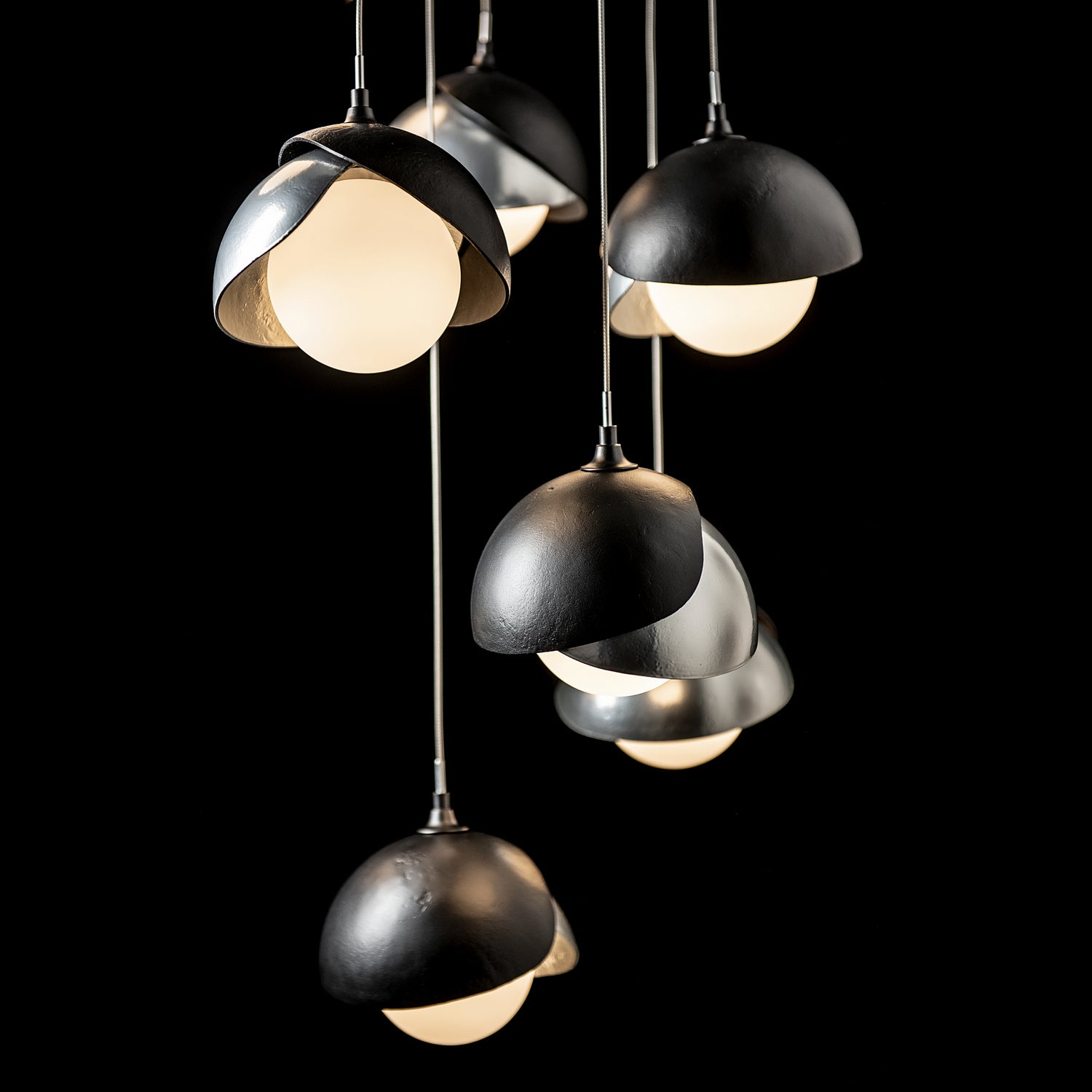 Hubbardton Forge - 131105-SKT-STND-10-85-GG0711 - Brooklyn 9-Light Double Shade Pendant - Brooklyn - Black