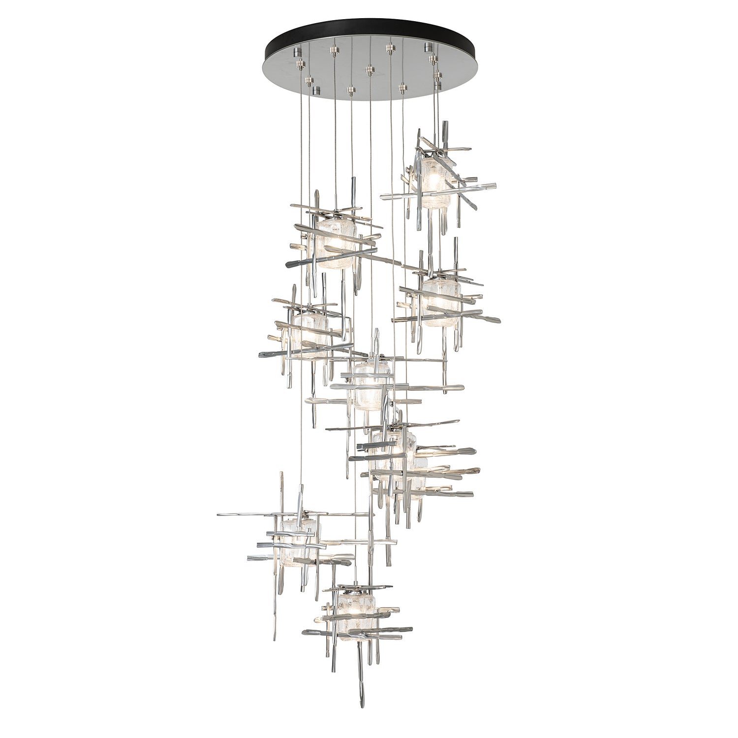 Hubbardton Forge - 131107-SKT-STND-85-II0728 - Tura 9-Light Seeded Glass Pendant - Tura - Sterling