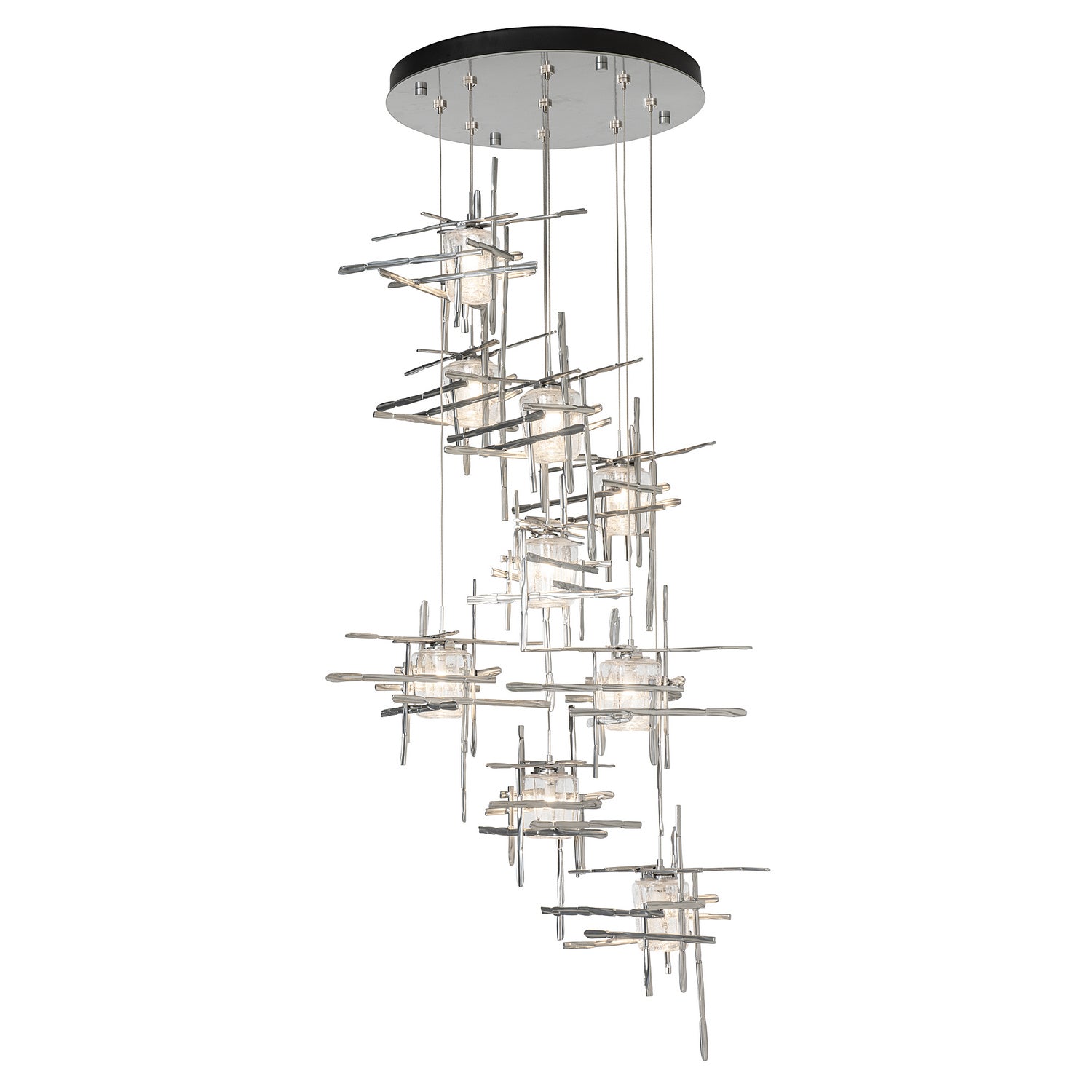 Hubbardton Forge - 131107-SKT-STND-85-II0728 - Tura 9-Light Seeded Glass Pendant - Tura - Sterling